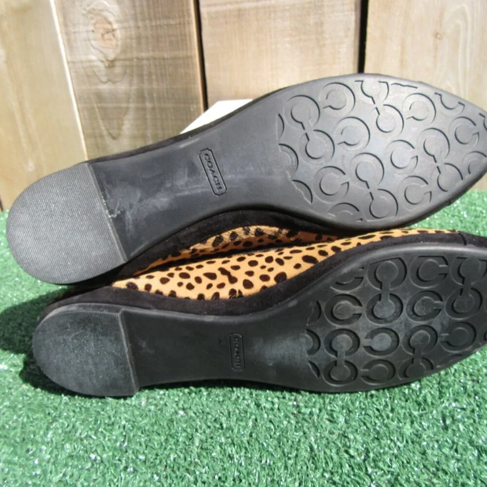 Coach Poppy Kudos Cheetah Black Ballet Flats Slip On Shoes Size 10 M A2746 - Picture 7 of 10